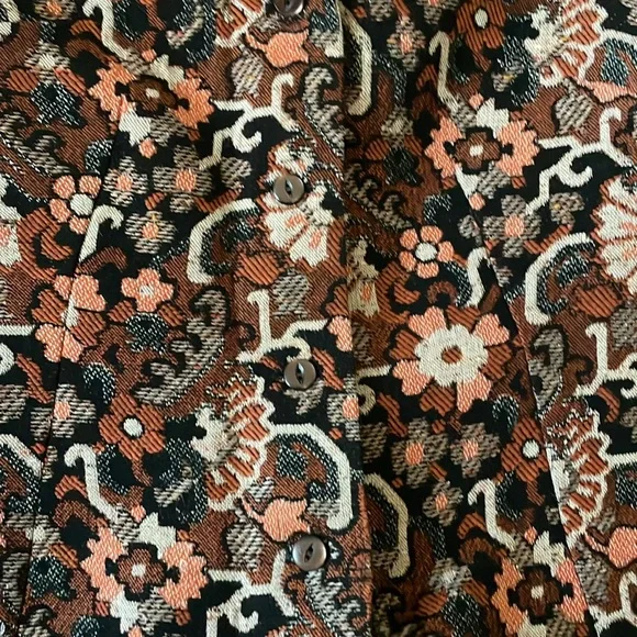 Vintage MCM jacquard tapestry button up vest 1960s 1970s - Picture 2 of 5